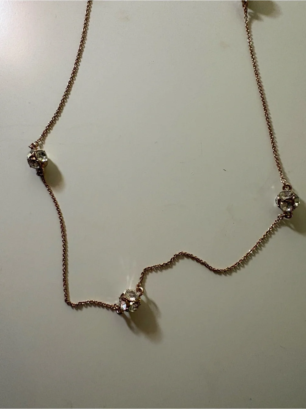 Kate Spade Delicate Rose Gold Station Necklace with Crystal Accents